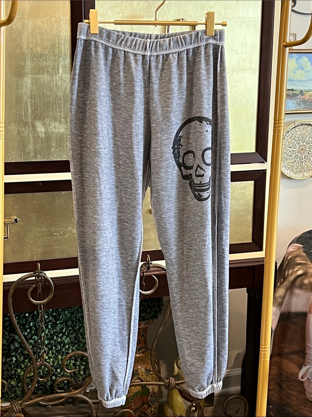 Kids Gray Skull-Print Jogger Sweatpants